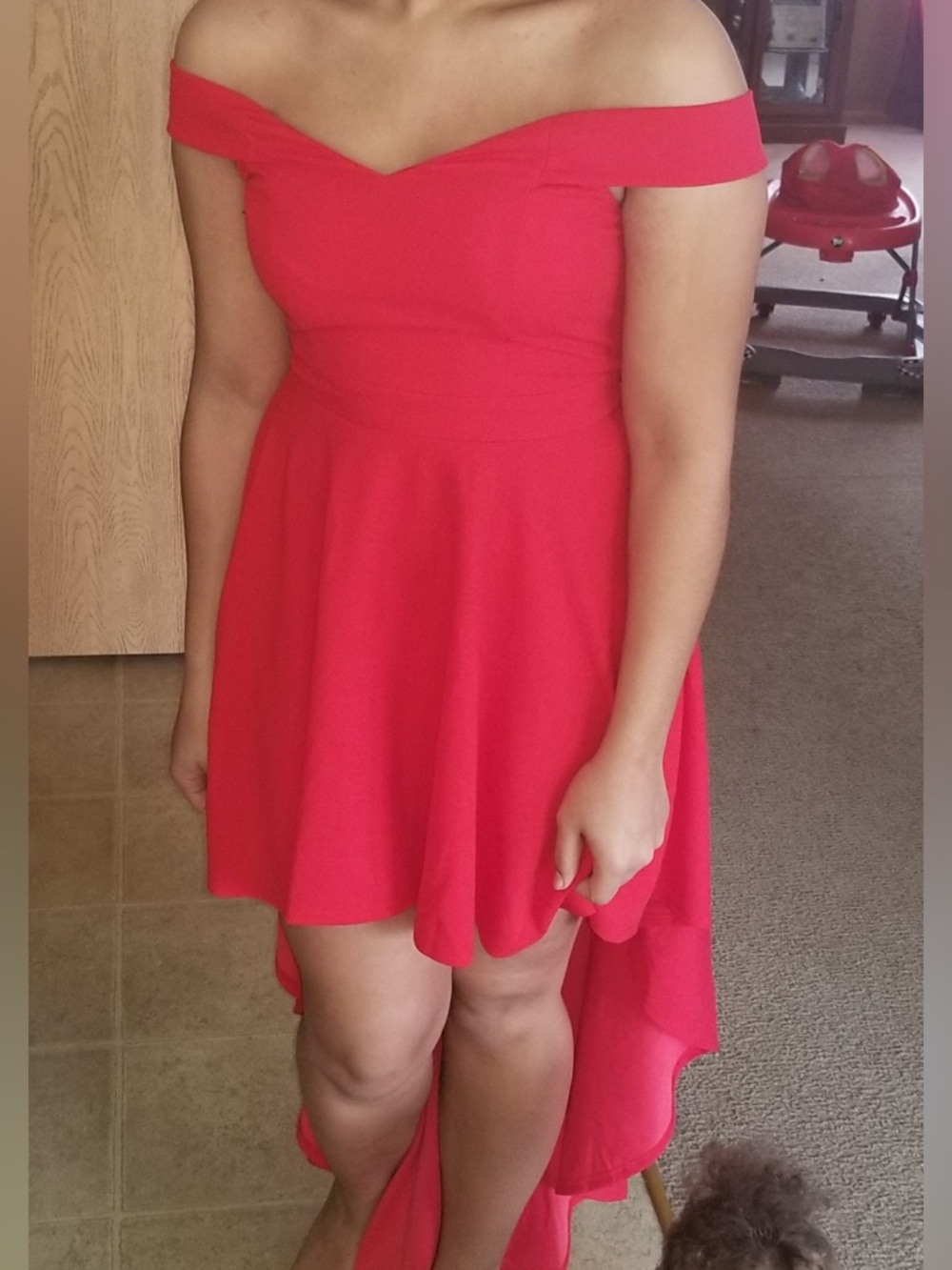 Windsor Red High-Low Prom Dress - Picture 6 of 7
